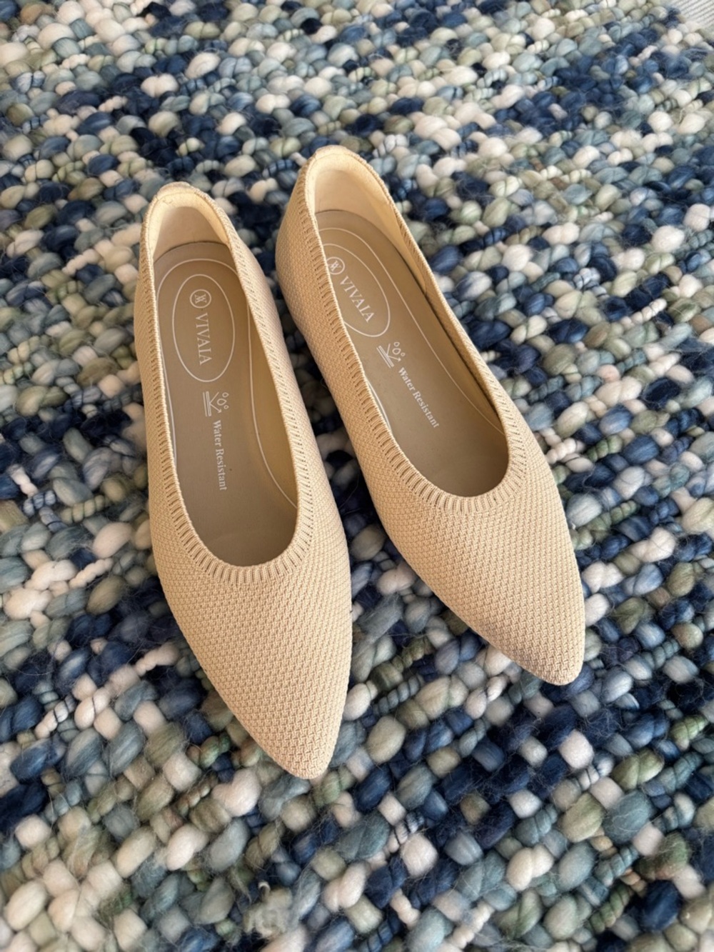 Vivaia Women's Pointed Water Resistant Flats in Light Beige